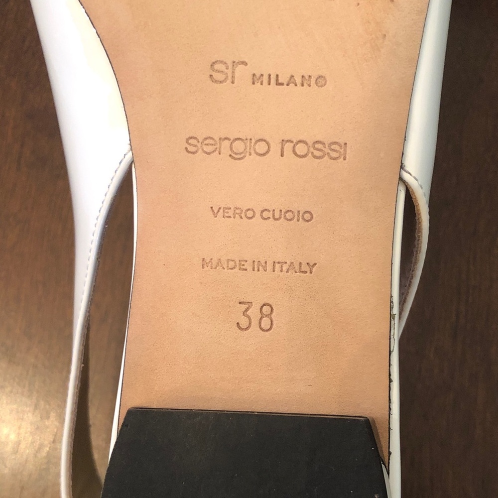 Sergio Rossi White Pointed Slingback Flats with Buckle - Picture 3 of 9